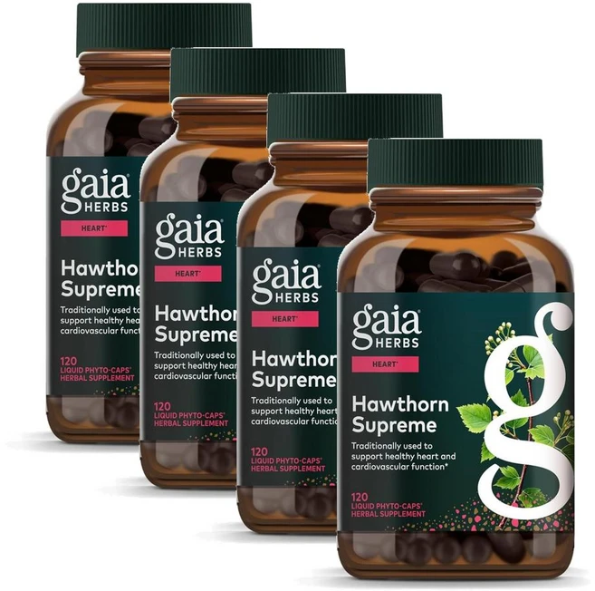 가이아허브 호손베리 수프림 산사나무열매 캡슐 Gaia Herbs Hawthorn Supreme, 4개, 120정 - 쿠팡