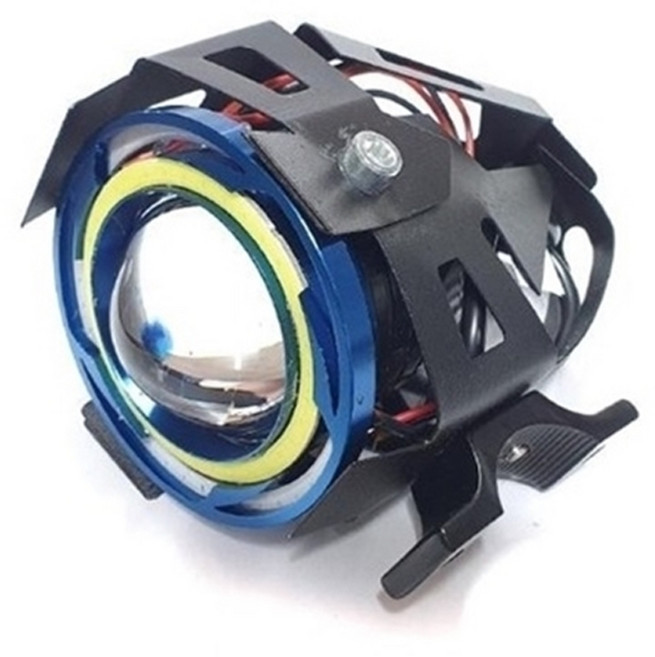 데일리쇼핑 오토바이 LED 안개등 U5 U7 U8 U11 보조등 엔젤링 바람개비 서치 라이트 주행등, 2개, U11(블루엔젤링)