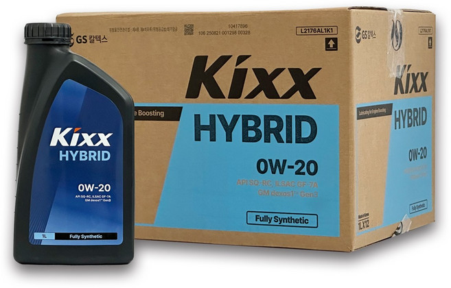 킥스하이브리드0w20 100%합성엔진오일, 5개, 0w20, 1L