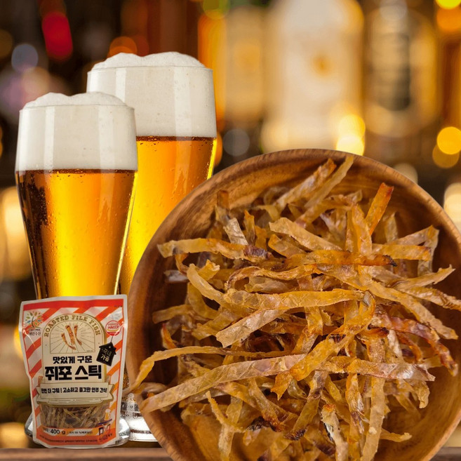 코스트코쥐포 맛있게구운 쥐포스틱 혼술 맥주안주 주전부리 + 초코 크리스피 증정, 1개, 400