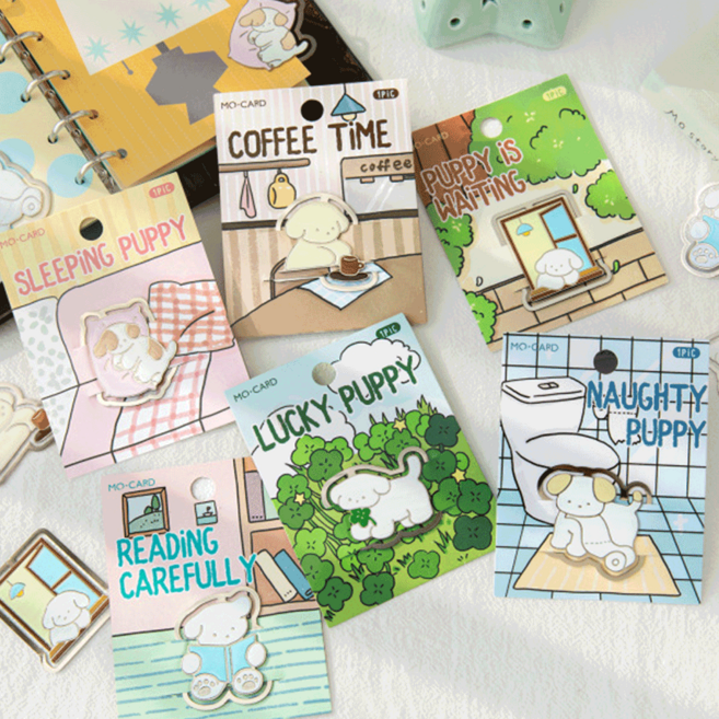 구름상회 강아지 힐링 뭉치 금속 책갈피 북마크 6종 세트, 1세트, 혼합