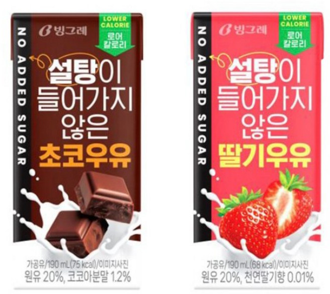 빙그레 설탕이 들어가지 않은 우유190mL 초코24+딸기24/무배, 190ml, 190ml