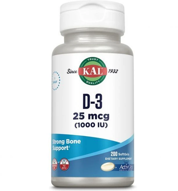 비타민D KAL 비타민 D3 1000 U 소프트젤(25mcg) 형태 D 칼슘 액체 충전 젤 콩 없이 만들기 200인분 소프트젤 200개, 1개, 200정 - 쿠팡