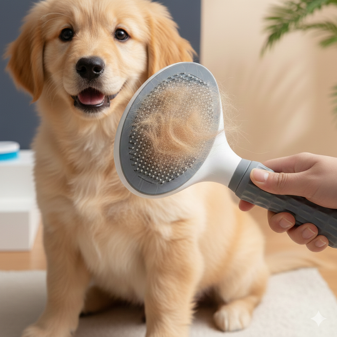 라루베 강아지 부드러운 털제거 논슬립 브러쉬, 그레이, 1개