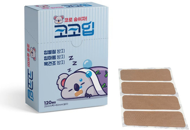 코코입 입벌림 방지 밴드 일반형 120매 입막음 테이프 구강호흡 방지, 1개