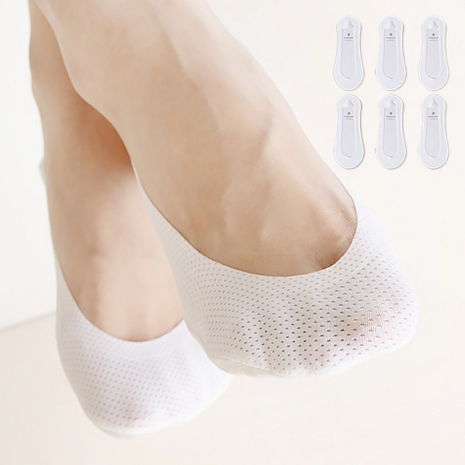 여성 에어홀 실리콘 스타킹 덧신 양말 페이크삭스 6켤레 세트