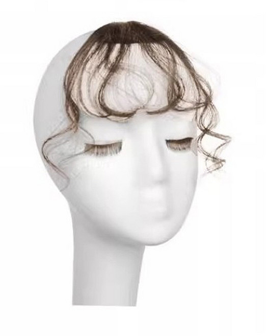 S컬 웨이브 앞머리 가발 헤어피스 베이비펌 부분가발 펌 시스루뱅 붙임머리 곱슬, 라이트브라운, 1개