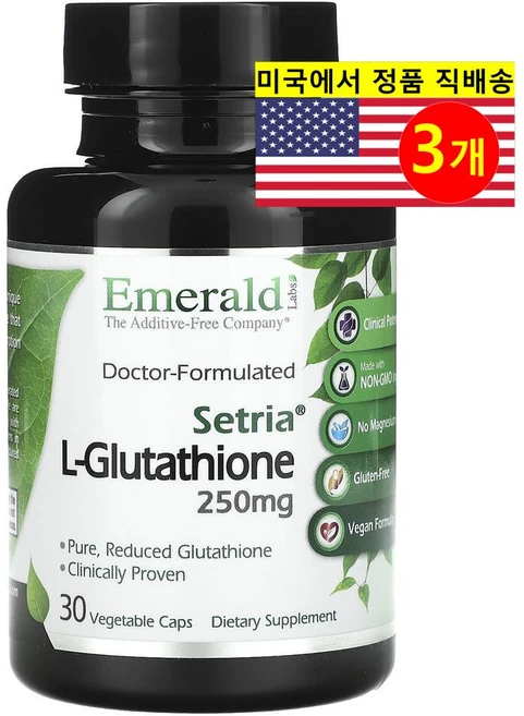 Emerald Laboratories 세트리아 L-글루타치온 250mg L-Glutathione, 3개, 30정 - 쿠팡