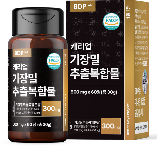 캐리업 기장밀추출복합물 식약청 HACCP 비디피랩 100% 정품 인증, 1개, 60정
