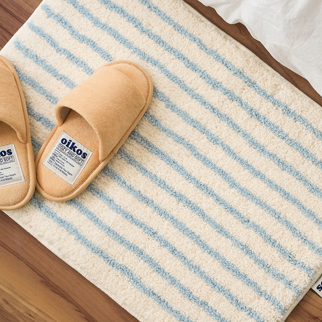 오이코스 스트라이프 발매트 60x42 미끄럼방지 욕실 주방 현관 터프팅 러그