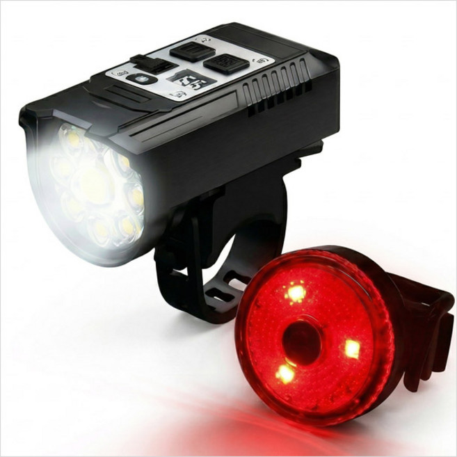 [RCM] LS75 자전거 광센서 라이트+ 원형 후미등세트 (C타입충전), 1세트, 블랙