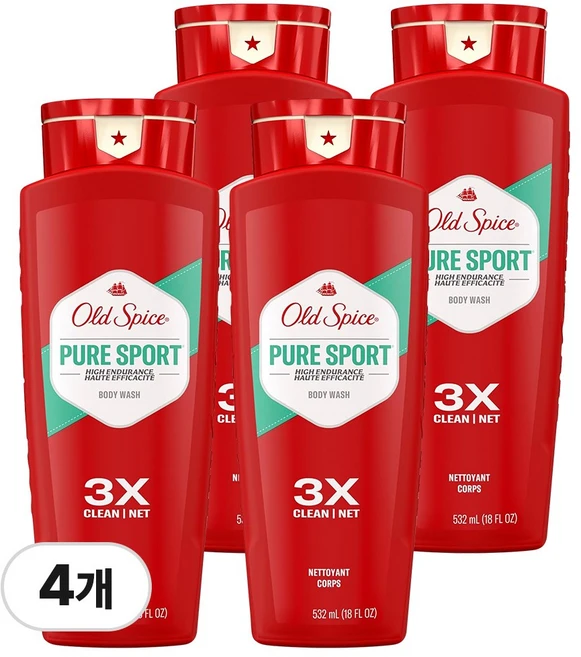 [쿠팡수입] 올드스파이스 하이 인듀어런스 퓨어 스포츠 바디 워시, 532ml, 4개 - 쿠팡