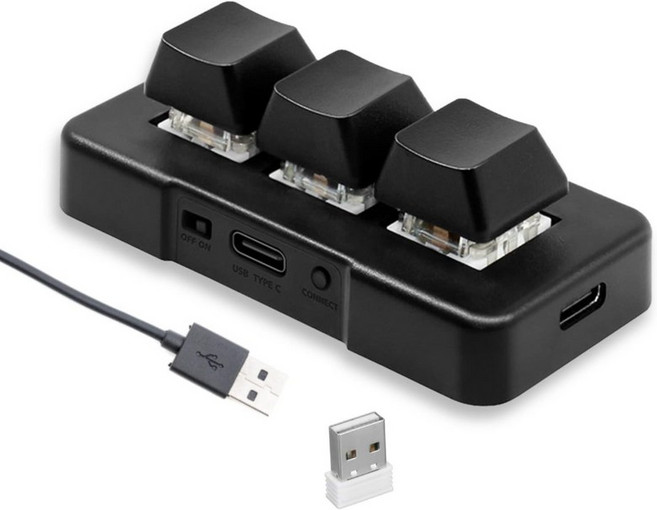 미니 3 키패드 기계식 게이밍 키보드 USB2.4G블루투스 RGB 백라이트 프로그래머블 매크로 원핸드 표준