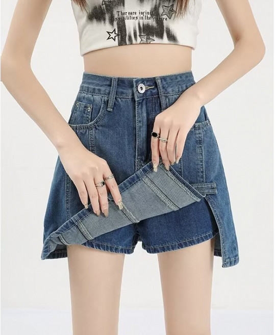 SAHINER 여성 데님 스커트 팬츠 트임 캐주얼 여름 BDK31