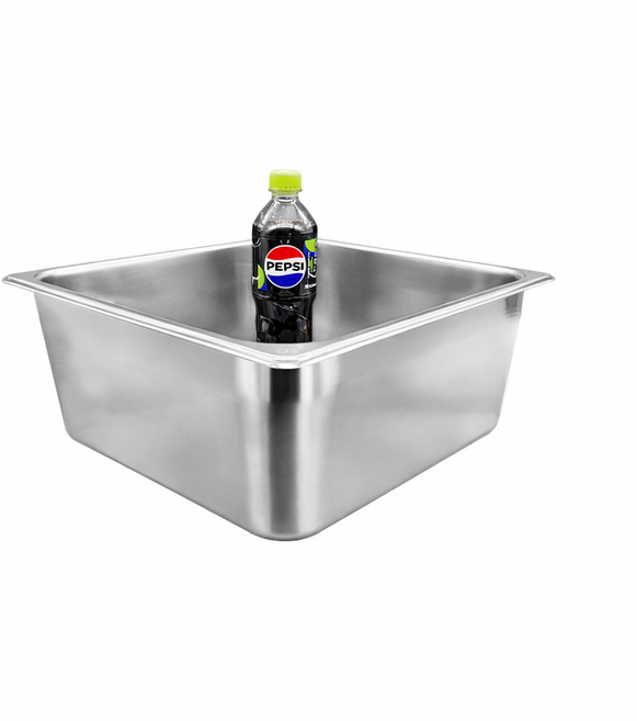 304 NSF식품 승인 사각 견고한 업소용 냉장고 반찬 스텐 밧드 바트, 2/3 (325x350mm) × 높이 15cm 몸체만, 1개