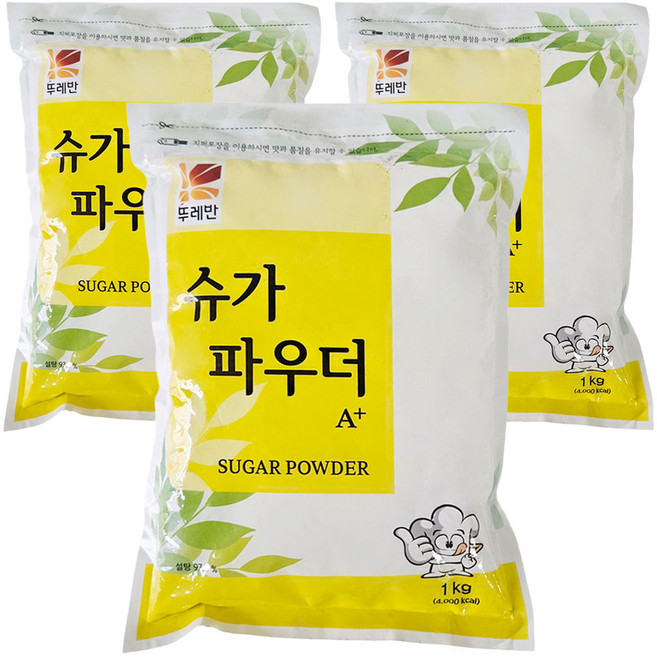 뚜레반 슈가파우더 1kg 슈가파우다 마카롱 디저트 설탕, 3개