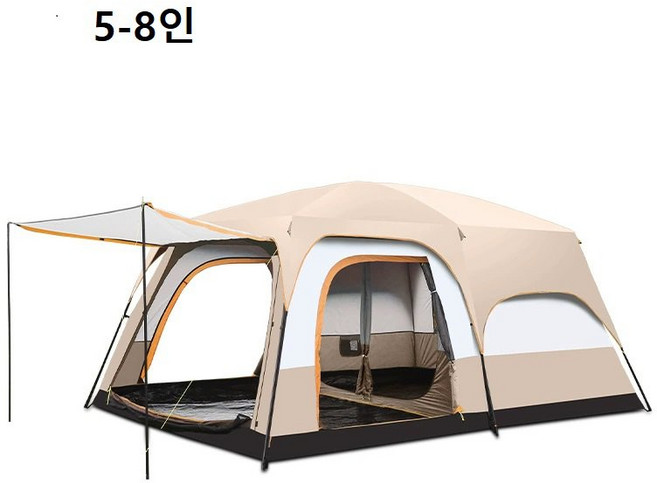 캠핑왕국 캠핑용 글램핑 천막 투룸 패밀리 텐트, 5-8인