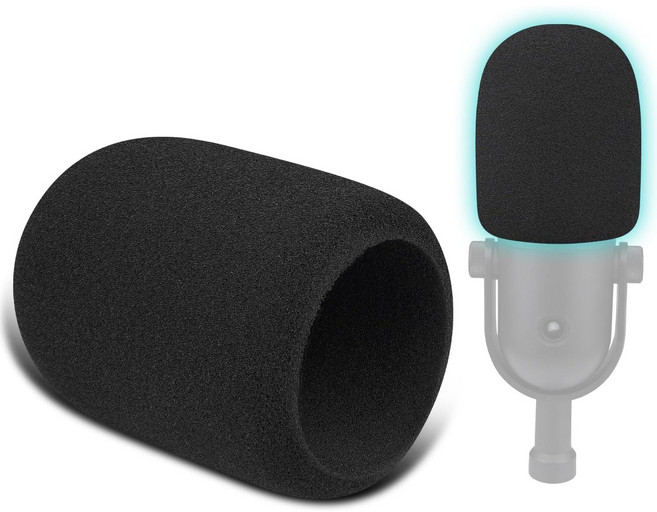 SOULWIT 마이크 팝 필터-호환 레이저 세이렌 Razer Seiren V3 Chroma 크로마 RGB USB용 보호용 마이크 커버 윈드스크린 폼, 2개, Black