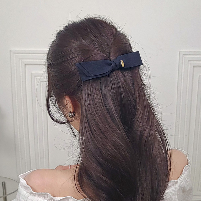 초콜리트쥬얼리 모드린 데일리 심플 일자 트윌 리본 자동 헤어핀 - 4color
