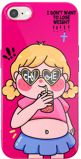 (셀론스타) FGD05<오늘도 맛있게> 핫핑크 유광 젤리 아이폰 케이스