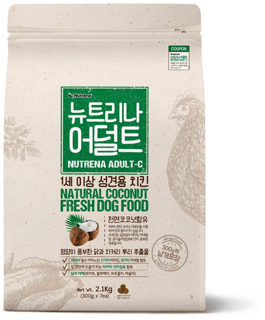 뉴트리나 어덜트 치킨 2.1kg 강아지사료, 1개, 닭