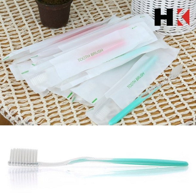 대용량 고급 미세모 원터치 일회용 칫솔 100개 개별포장, 핑크