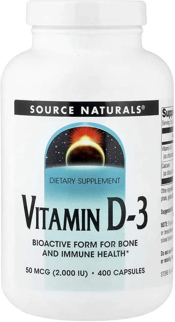 Source Naturals 비타민D3 캡슐 400정, 1개 - 쿠팡