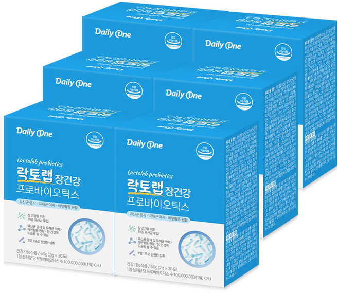 데일리원 락토랩 장건강 프로바이오틱스 60g, 6박스, 2g, 30회분