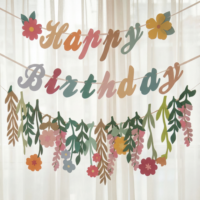 그리넬 양면 꽃잎 가랜드 2종 세트, 1세트, 혼합색상