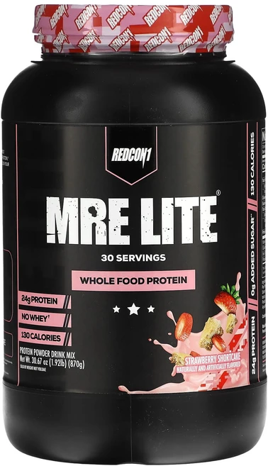 Redcon1 MRE 라이트 천연 식품 단백질 스트로베리 쇼트케이크 870g(1.92lb), Redcon1MRE라이트천연식품단백질스트로베리쇼트케이크, 870g, 1개 - 쿠팡