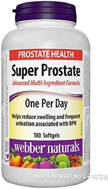 웨버네추럴스 캐나다 수퍼 전립선 쏘팔메토 webber naturals Super Prostate 대용량 180정-1병 (전립선 건강을 위한 영양제>캐나다 직배송), 1개, 180정 - 쿠팡