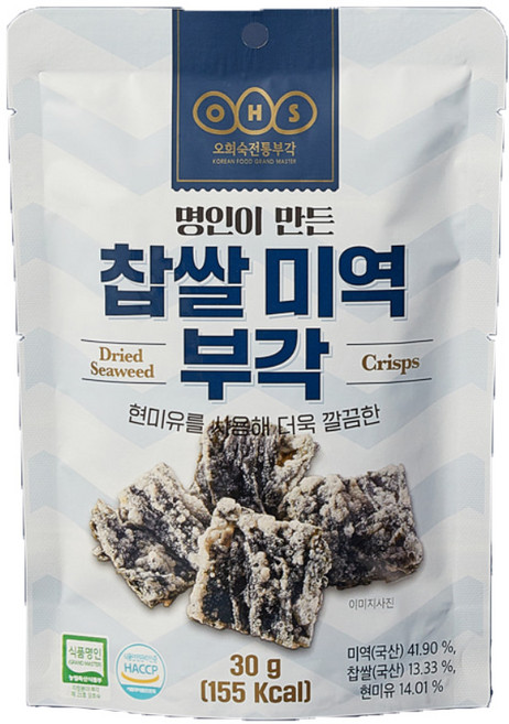 오희숙전통부각 찹쌀 미역 부각, 30g, 5개