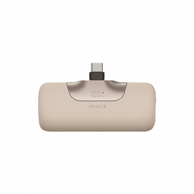 口袋行動電源 5500mAh PD20W Type-C 直插式 迷你行動電源 隨身快充, 奶茶, iWALK 行動電源 六代