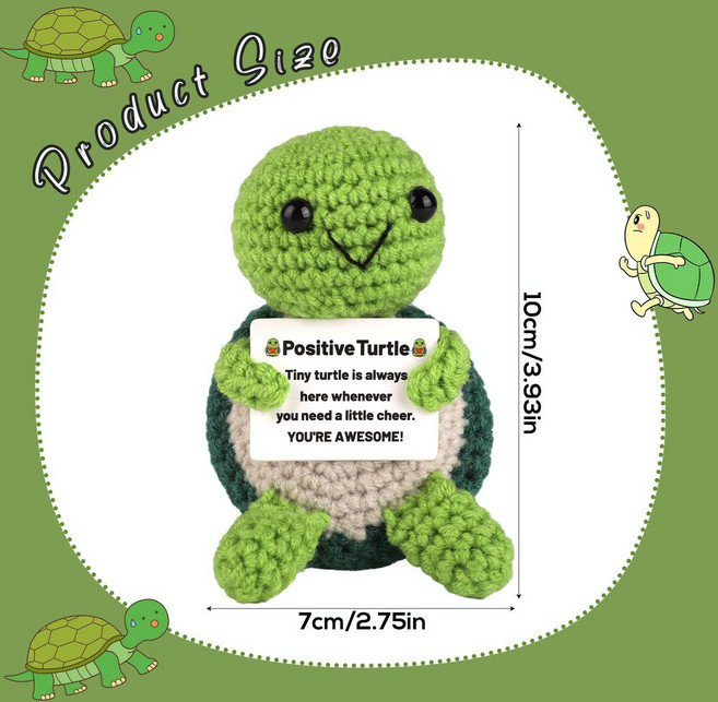 뜨개질 손뜨개 인형 완전 귀여워 동물인형 만화 인형 친구의 마음을 선물로 드립니다, 머리가 큰 거북이