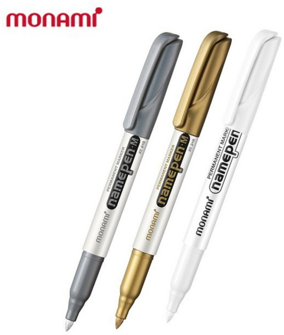 모나미 네임펜 M 혼합3p (금색 1p+은색 1p+흰색 1p) 세트, 1세트