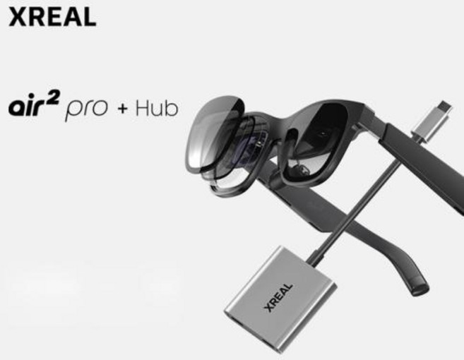 스마트안경 블루투스 XREAL Nreal Air 2 Pro 스마트 AR 안경 게임용 iOS 안드로이드 PC용 휴대용 TV 박스 330 인치 IMAX 스크린 120hz, 2) air2pro hub, 1개