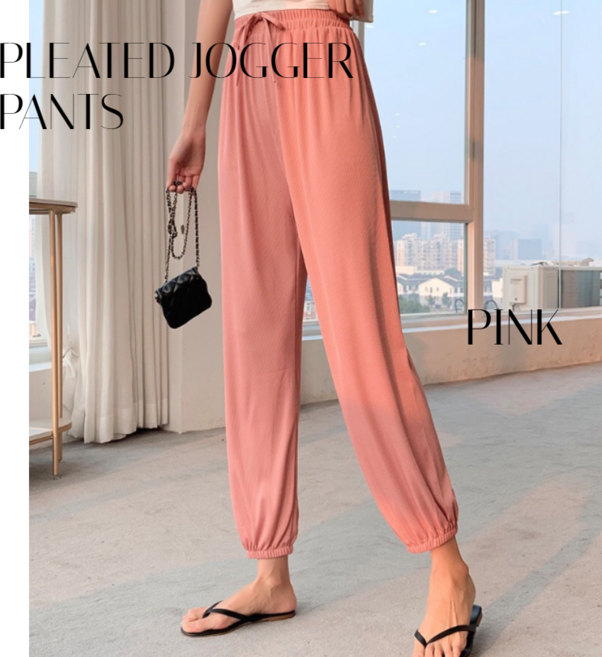 찰랑이 너무 편해 여자 여름 아이스 조거 팬츠 플리츠