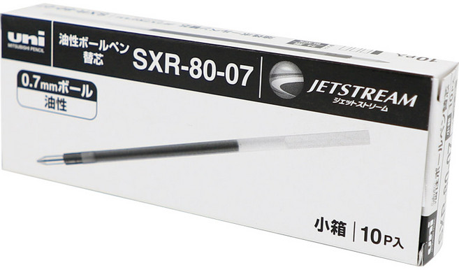 제트스트림 멀티펜 리필심 0.7mm SXR-80-07 1갑, 10개, 블랙