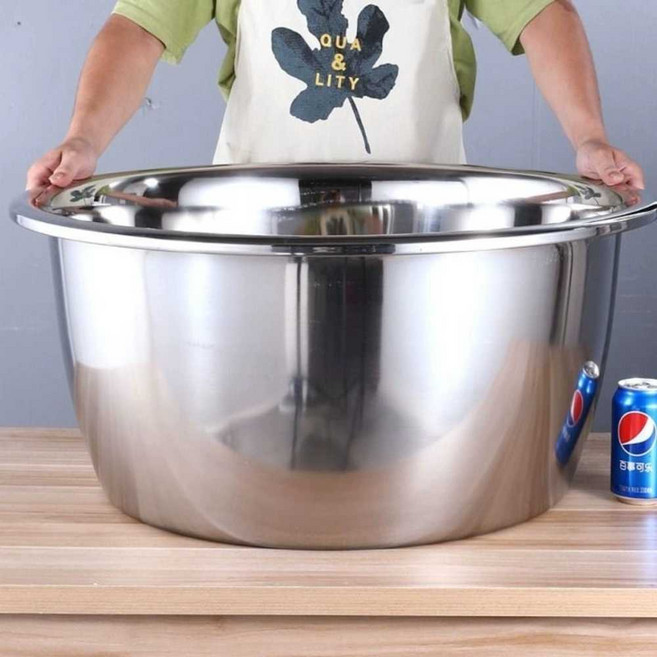 스텐 김장통 대형 깊은 대야 스텐다라이 믹싱볼 양념 대용량 보관용기 스텐레스 용기, 50x24cm, 1개