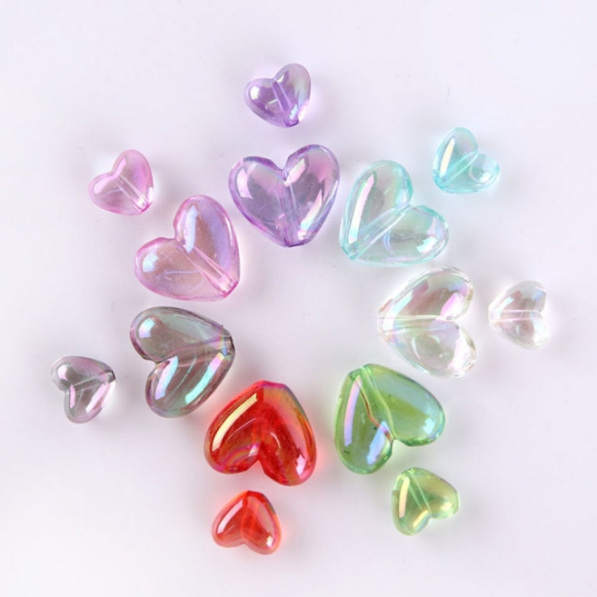 짱패브릭 B-05 오로라 하트 비즈, 소, 1개, 핑크퍼플