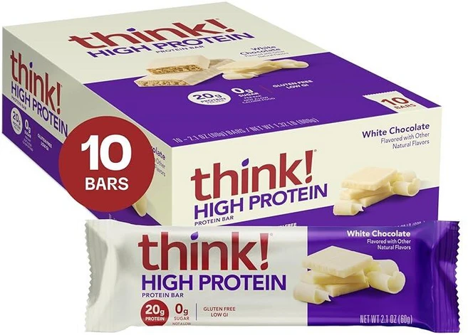 Think! 단백질 바 고단백질 스낵 글루텐 프리 무설탕 에너지 분리 유청 단백질 쿠키 및 크림 포함 인공 감미료 없는 영양 59.5g(2.1온스) (10개) 1739, 60g - 쿠팡