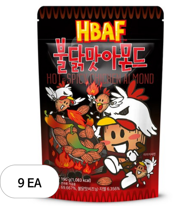 HBAF 불닭맛 아몬드, 190g, 9개