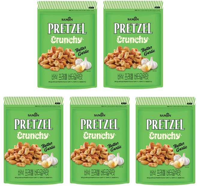 삼진 바삭프레첼 버터갈릭맛, 5개, 650g