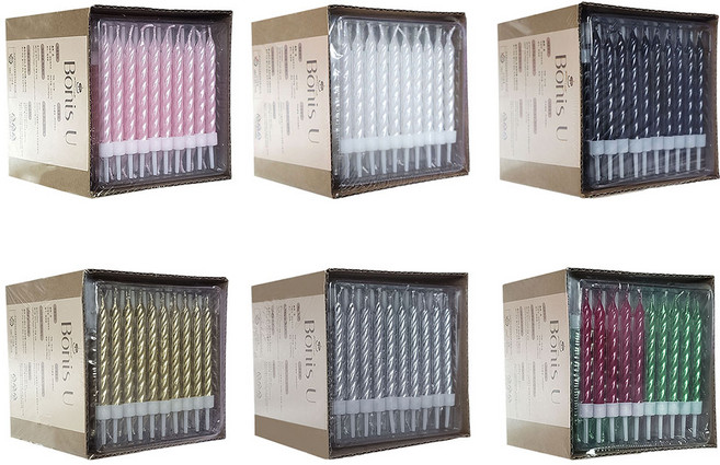 대용량 초 미니 트위스트초 생일 케이크초 벌크팩, 100개, 델리카토실버