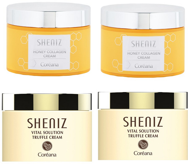 [탄력크림+영양크림] 코리아나 쉬니즈 허니 콜라겐 고보습 탄력크림 100ml 2개 + 산뜻 촉촉 트러플 영양크림 100ml 2개(2세트 4개)