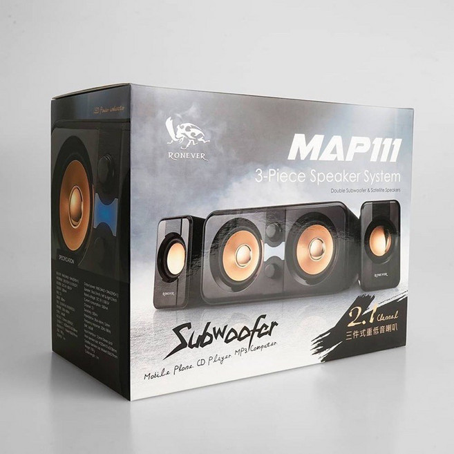 MAP111 2.1聲道三件式重低音喇叭 震撼低音 享受家庭影院級音效, 1組-(店到店限2組), 黑色
