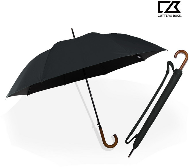 [커터앤벅] 70 곡자 자동 우드핸들 암막 장우산(자외선차단99%)