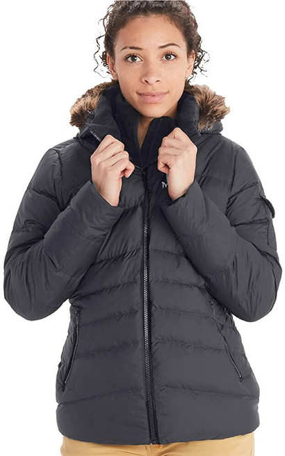 MARMOT 여성용 Ithaca 재킷 - 700-필 다운 단열 방수 코트 지퍼 오프 후드 및 탈착식 모피 러프 포함 Papyrus M 272544 8793902052, Medium, Dark Steel