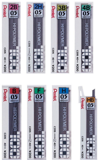 Pentel Hi-POLYMER 鉛筆芯 C205 0.5mm, 4B筆芯, 1個