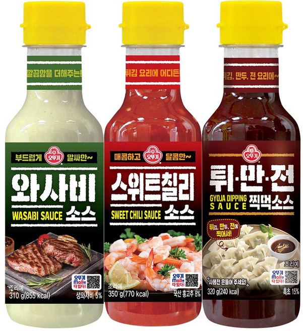 오뚜기 와사비소스 310g+스위트칠리소스 350g+튀만전찍먹소스 320g, 1개, 310g